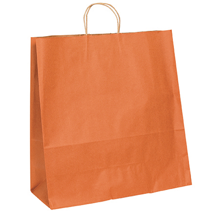 18 x 7 x 18 <span class='fraction'>3/4</span>" Orange Tinted Shopping Bags